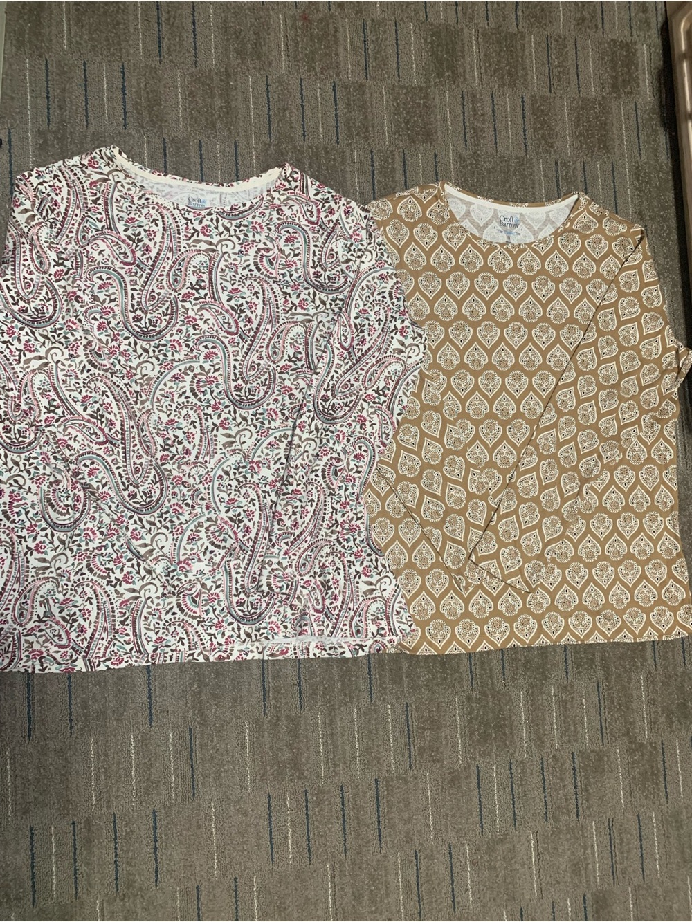 Lot 2 Croft & Barrow The Classic Tee Womens 1X Paisley&Tan Geometric Cotton Tops